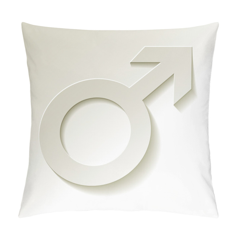 Personality  Male Icon - Mars Vector Symbol With Shadow White Pillow Covers