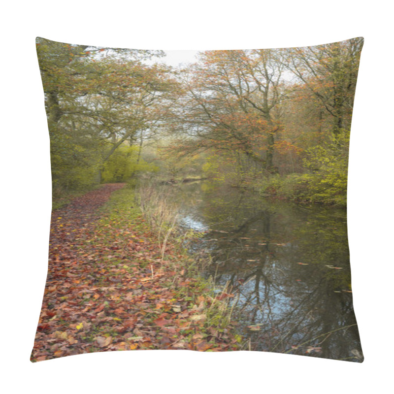 Personality  Vibrant Autumn, Fall Tree And Leaf Colours Along The Caldon Canal Inland Waterway At Froghall In Staffordshire, England, UK. Pillow Covers