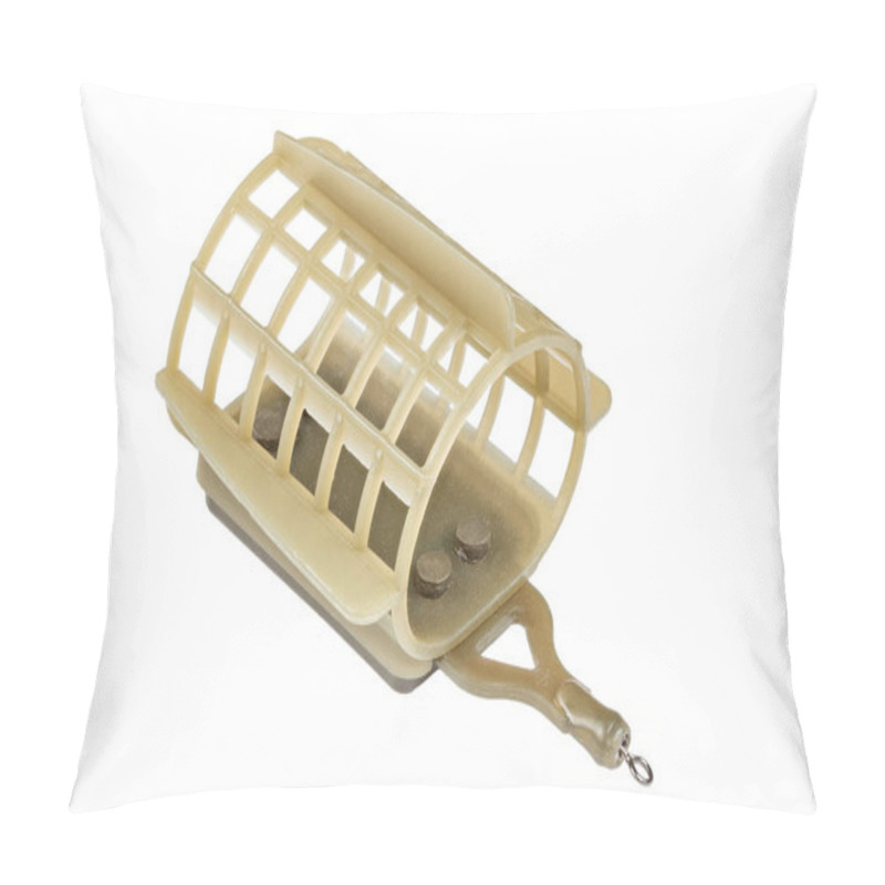 Personality  Fishing Equipment. Brown Feeder Fishing Flat On A White Background.File Contains Clipping Path Pillow Covers