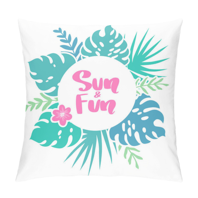 Personality  Vector Frame With Tropical Leaves, Flowers And Lettering Pillow Covers