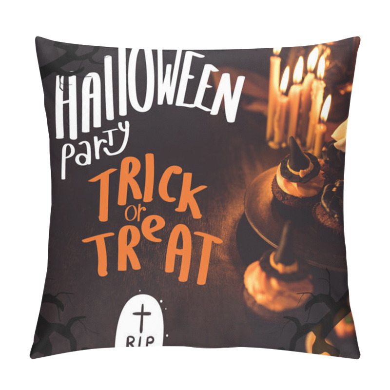 Personality  Halloween Cupcakes And Burning Candles   Pillow Covers