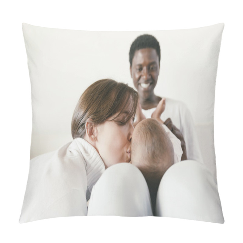 Personality  Happy Family, Mother, Father And Baby. Pillow Covers