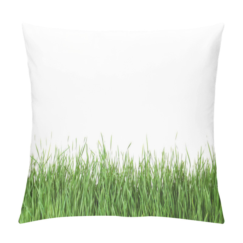 Personality  Beautiful Vibrant Green Grass On White Background Pillow Covers