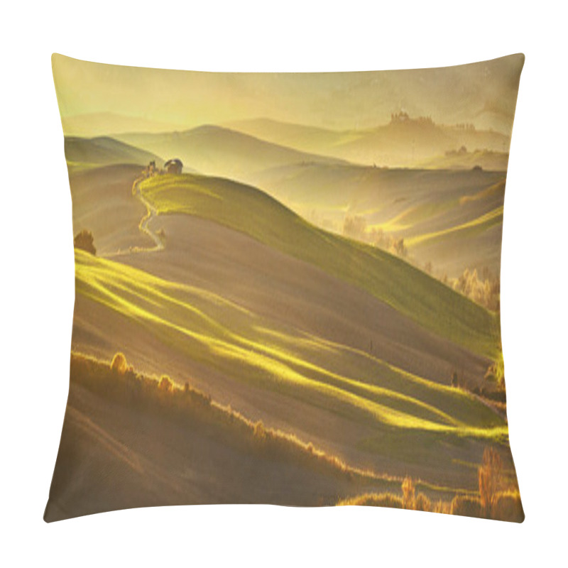 Personality  Maremma, Rural Sunset Landscape. Meadows And Green Fields. Tusca Pillow Covers