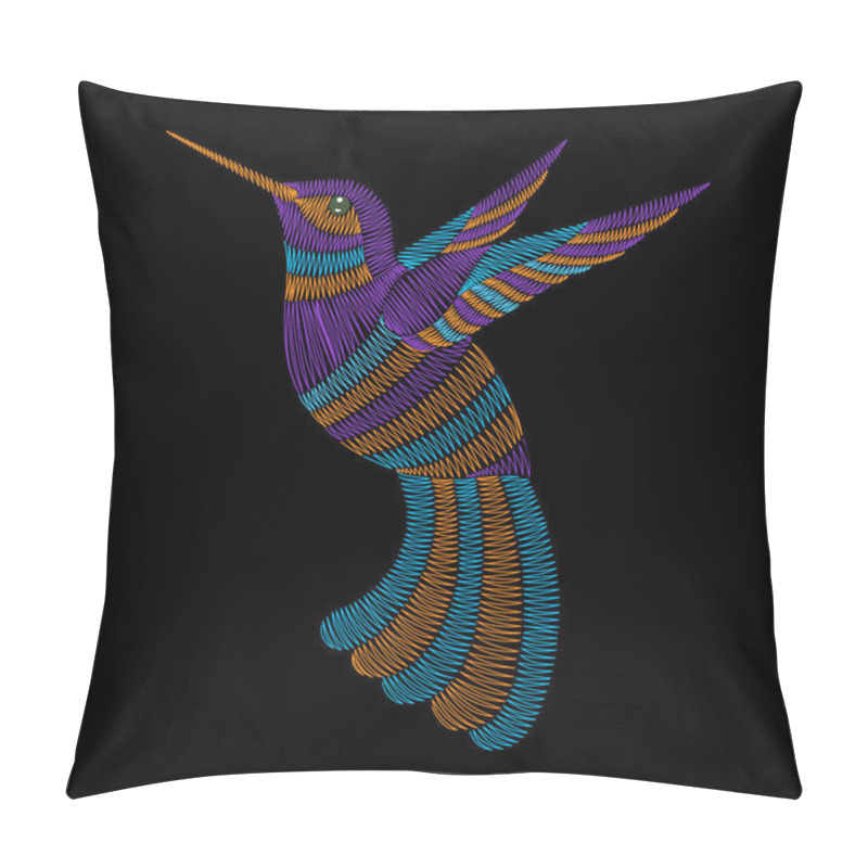 Personality  Embroidery Hummingbird, Exotic Tropical Bird. Vector Fashion Orn Pillow Covers