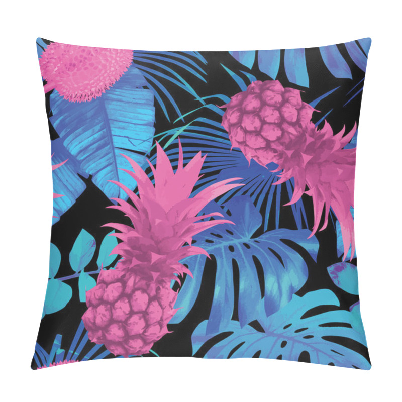 Personality  Tropical Fruits And Palm Leaves Seamless Background Pillow Covers