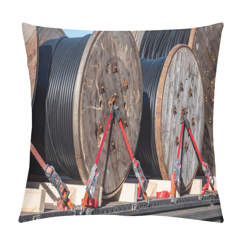 Personality  Truck With Cable Reels Transport Pillow Covers