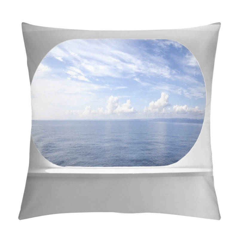 Personality  Deck Ship Window With A Relaxing Seascape View Pillow Covers