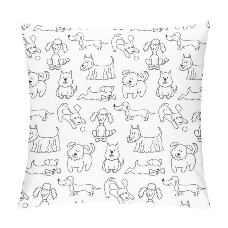 Personality  Seamless Pattern With Cartoon Dogs On The White Background. Pillow Covers