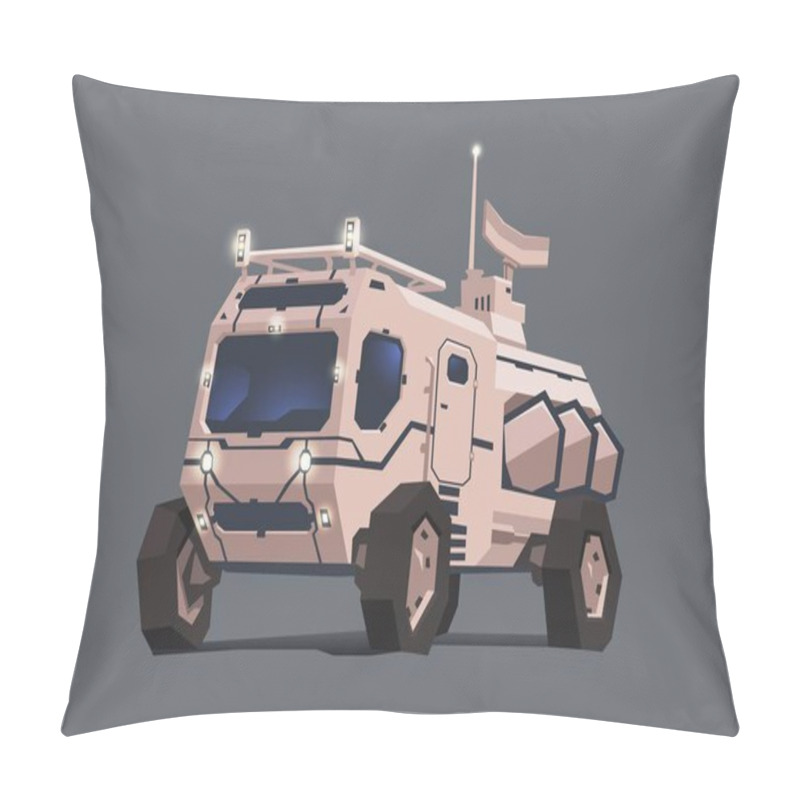 Personality  Mars Rover Vehicle. Concept Vector Illustration, Isolated On Gray Background. Pillow Covers