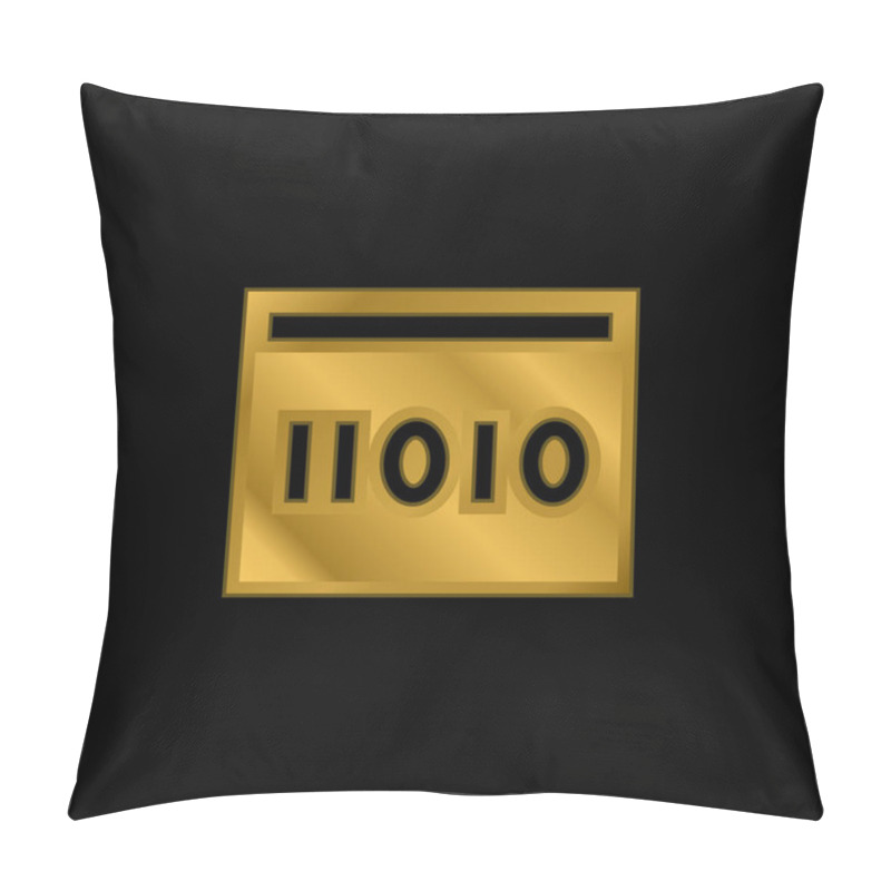 Personality  Binary Code Gold Plated Metalic Icon Or Logo Vector Pillow Covers