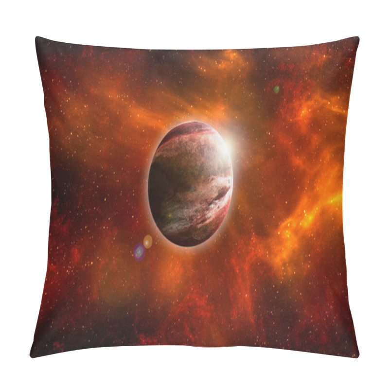 Personality  Unknown Planet From Outer Space. Space Nebula. Cosmic Cluster Of Stars. Outer Space Background. 3D Illustration. Pillow Covers