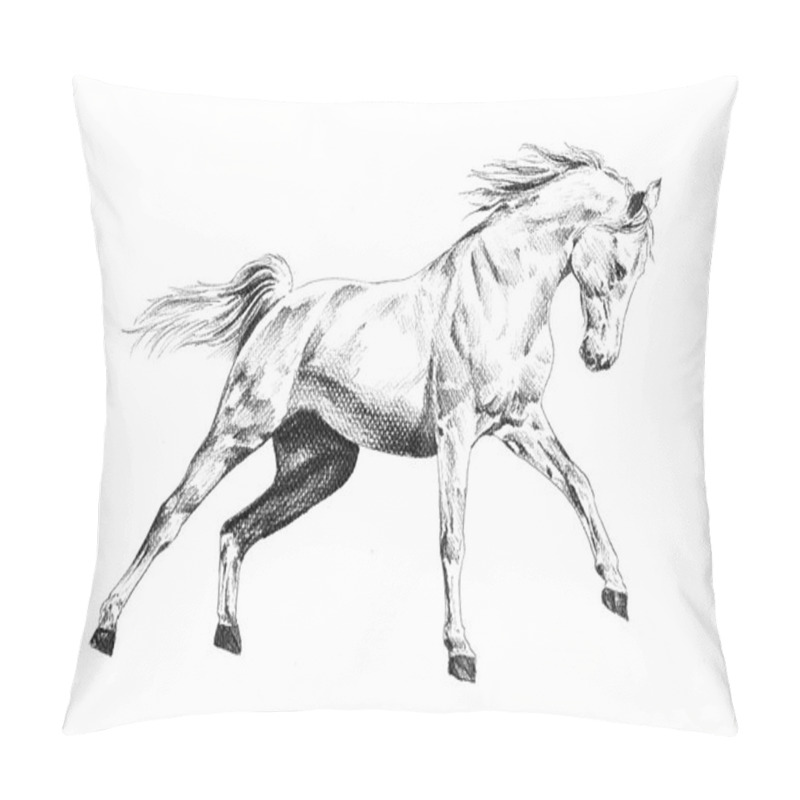 Personality  Freehand Horse Head Pencil Drawing Pillow Covers