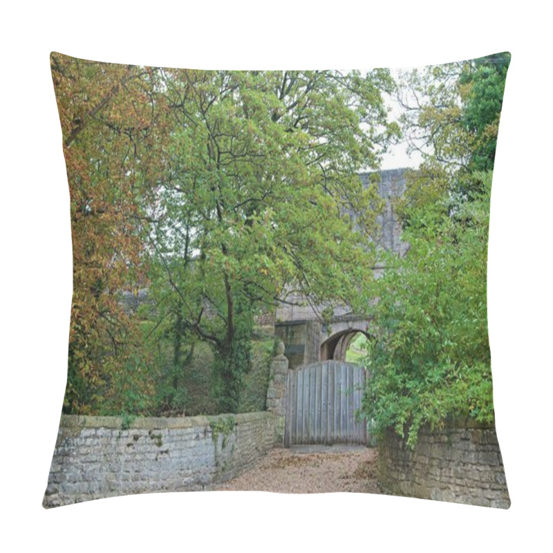 Personality  The Entrance To Tichkill Castle, In Early Autumn. Pillow Covers