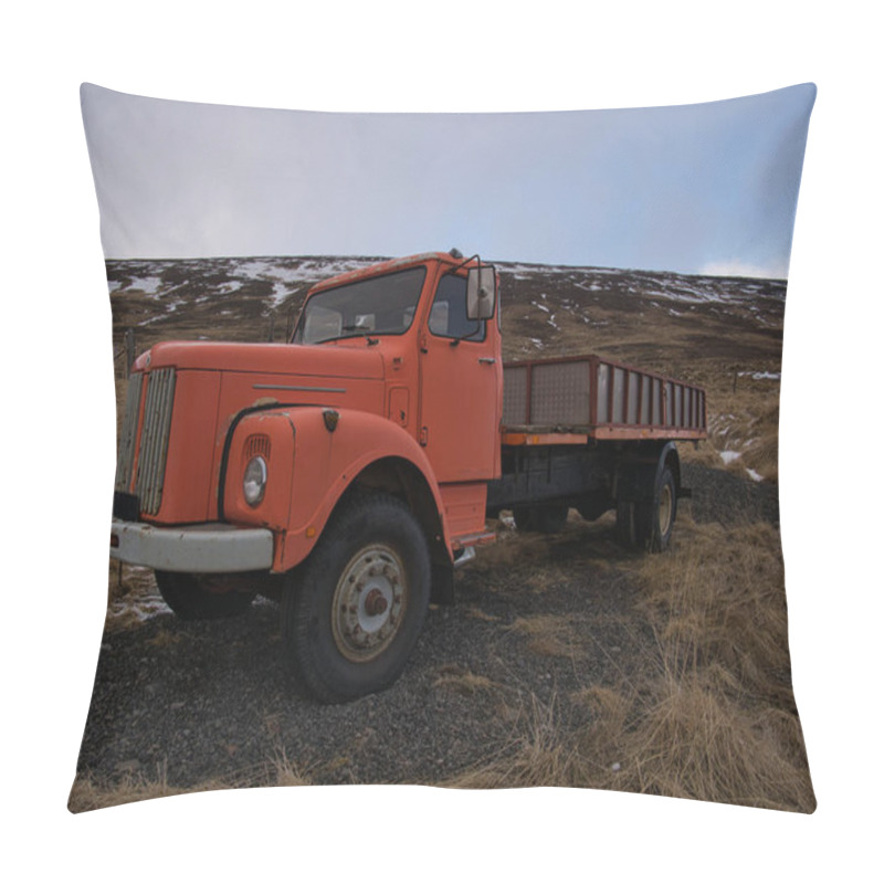 Personality  There's A Very Old Truck Standing On A Meadow Pillow Covers