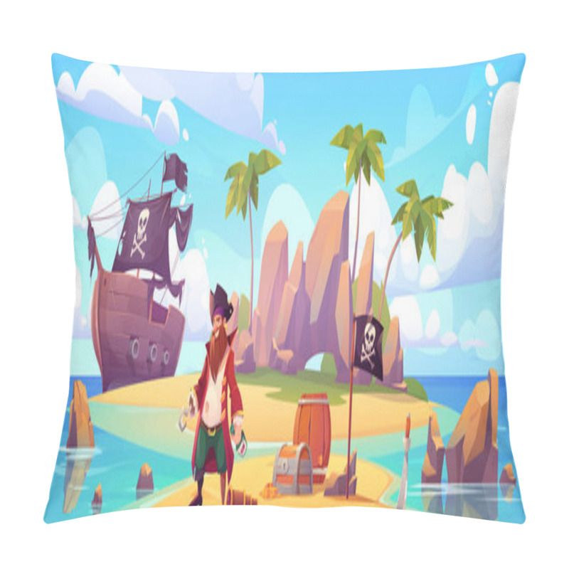 Personality  Pirate On Island With Treasure, Filibuster Captain Pillow Covers