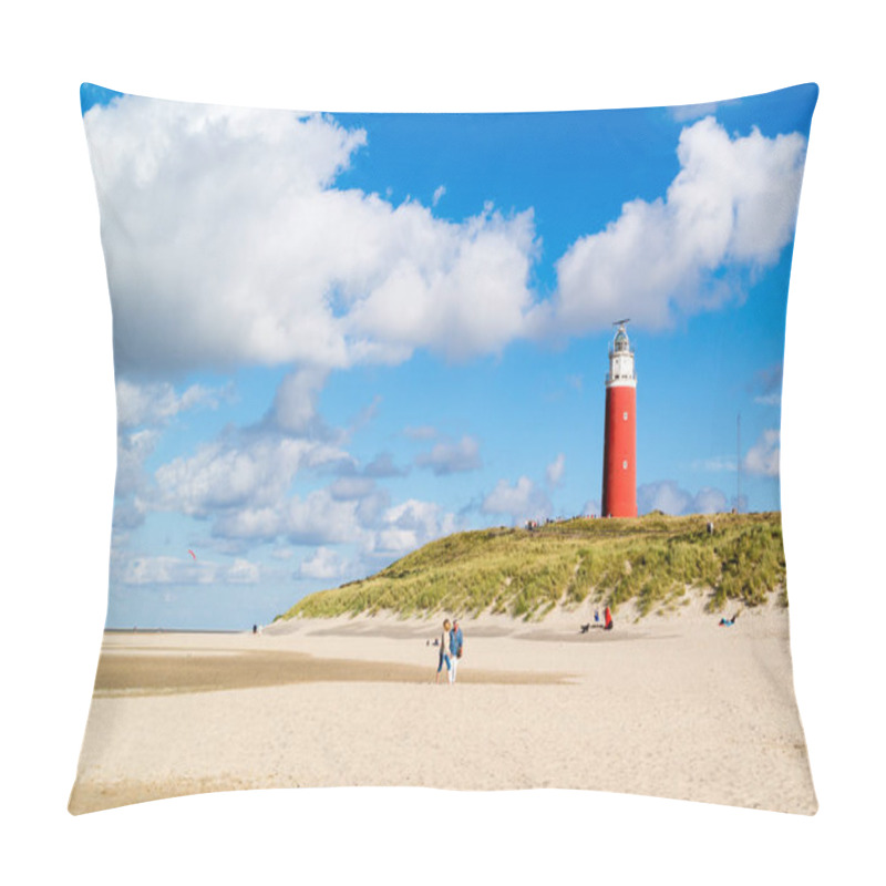 Personality  Lighthouse And Beach Of De Cocksdorp On Texel Island, Netherland Pillow Covers