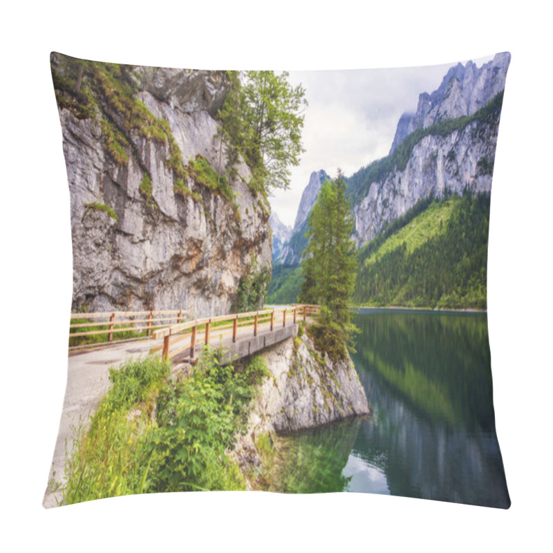 Personality  Lake Gosausee With Snow-capped Dachstein Mountain In The Backgro Pillow Covers