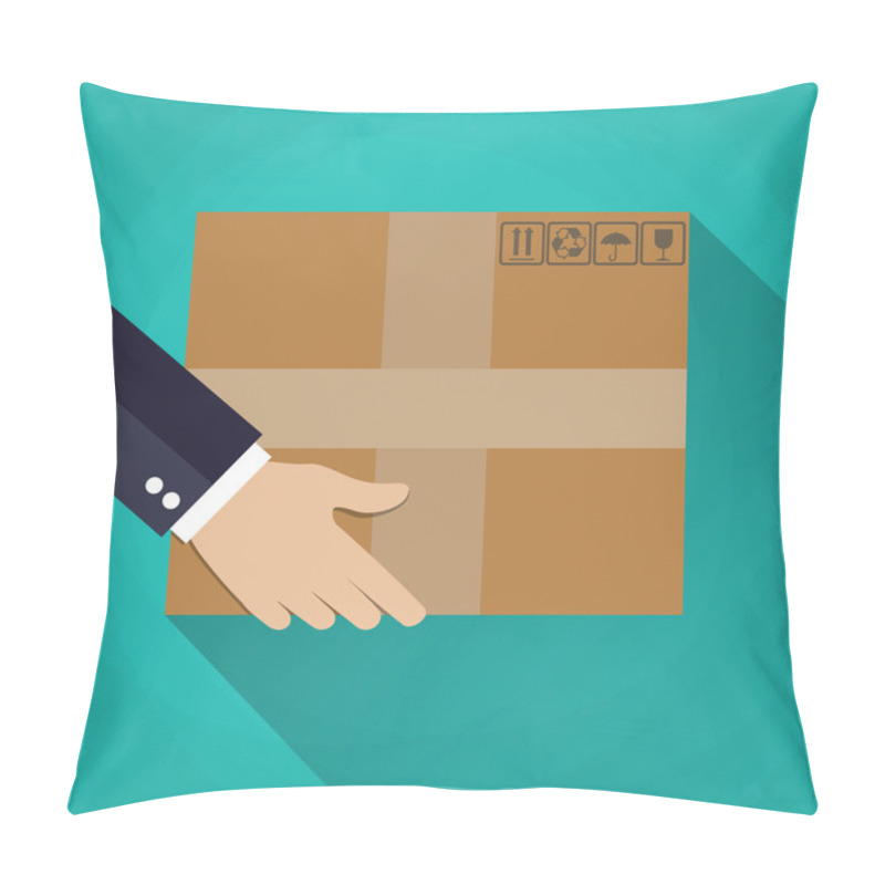 Personality  Hand Carrying A Cardboard Box. Pillow Covers