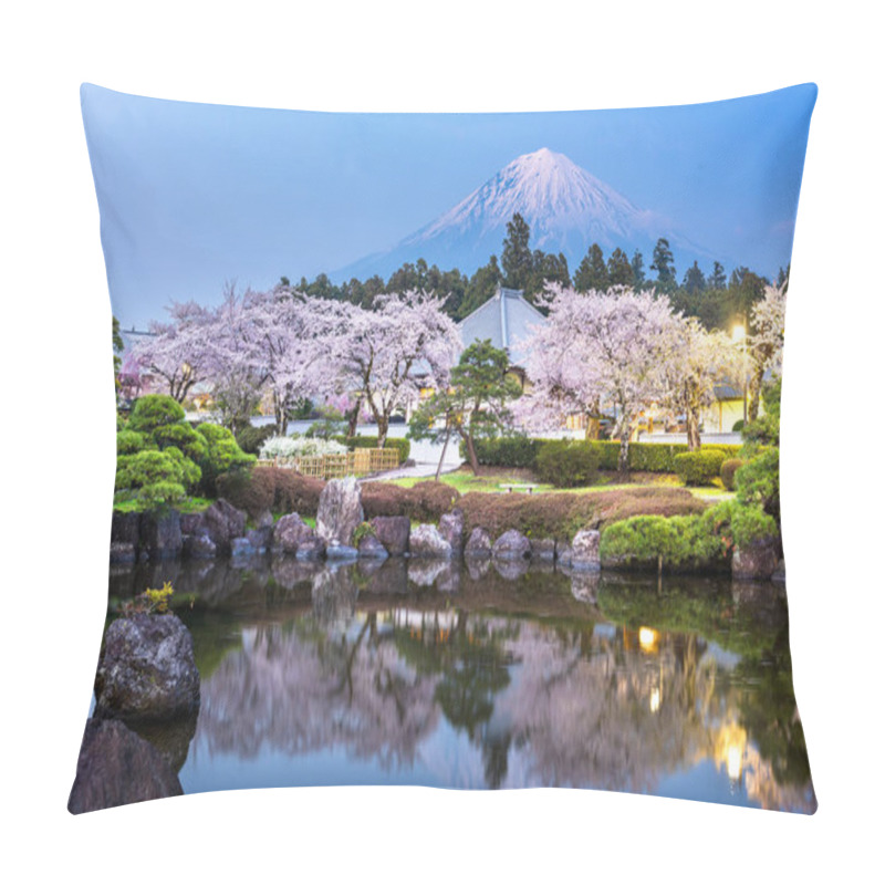 Personality  Fujinomiya, Shizuoka, Japan With Mt. Fuji And Temples In Spring  Pillow Covers