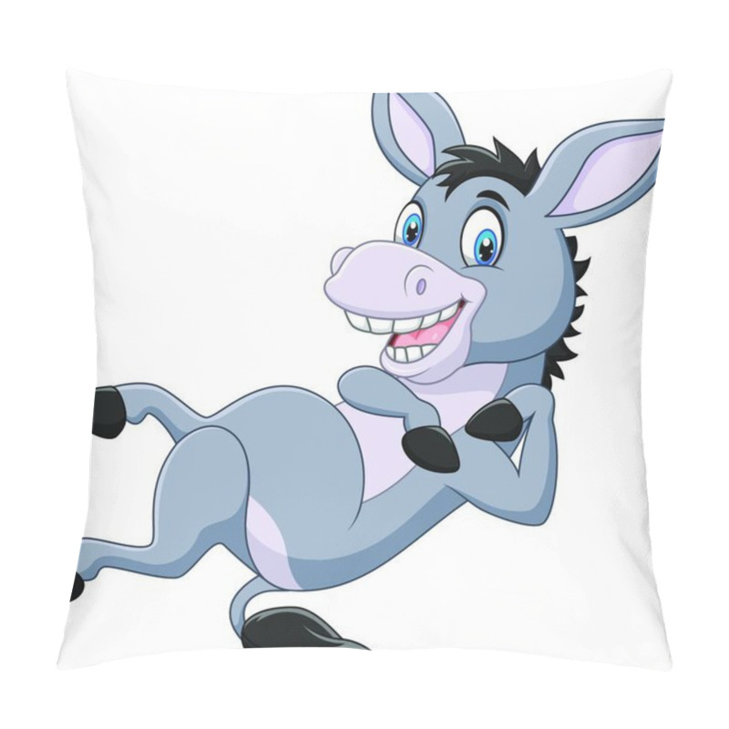 Personality  Cartoon Happy Donkey Isolated On White Background Pillow Covers