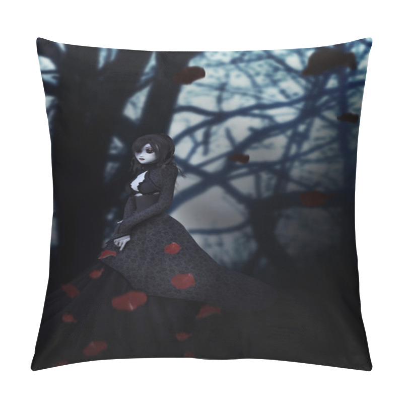 Personality  Gothic Girl With Rose Petals Pillow Covers