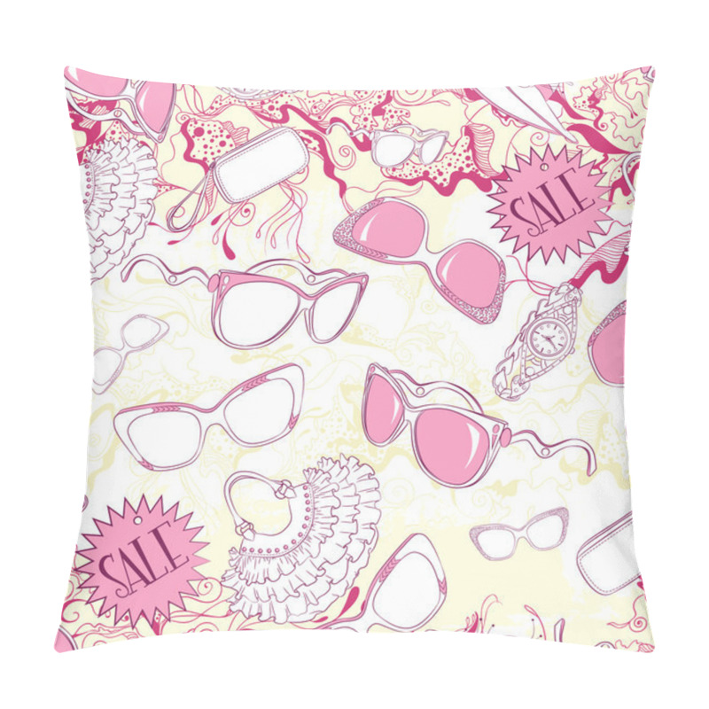 Personality  Seamless Pattern With Women Sunglasses And Fashion Accessories Pillow Covers