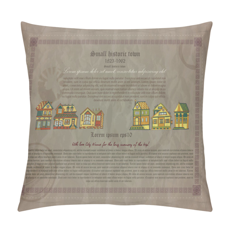 Personality  Retro Document Of Small Historic Town Pillow Covers