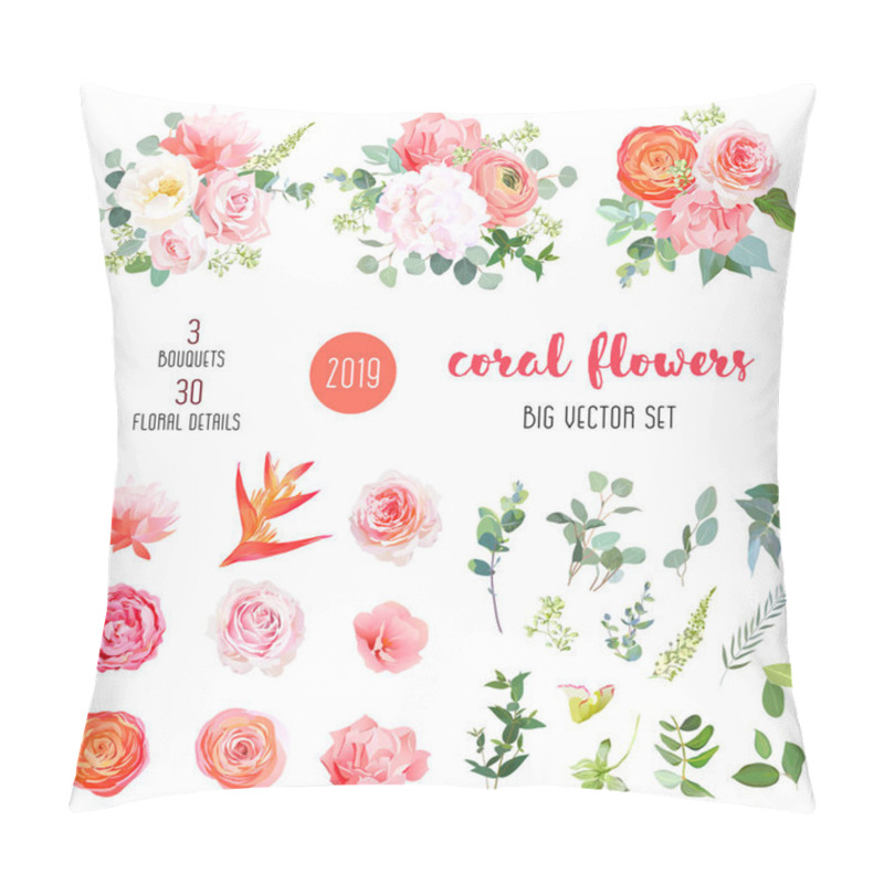 Personality  Orange Ranunculus, Pink Rose, Hydrangea, Coral Carnation, Garden Pillow Covers