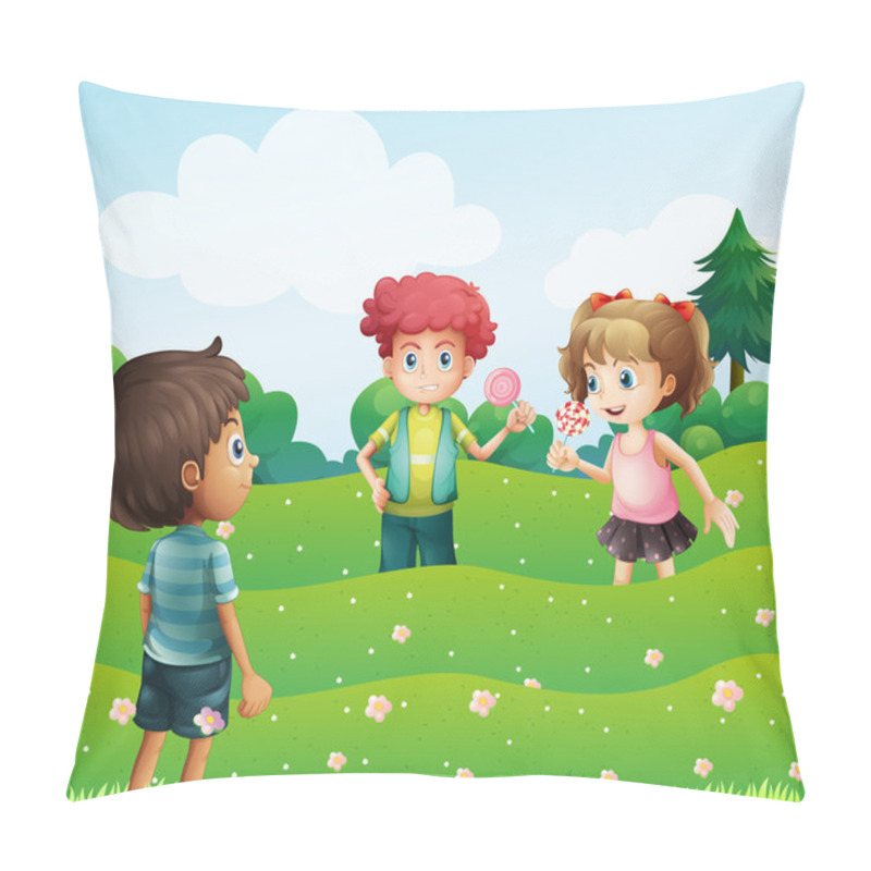 Personality  Three Kids At The Top Of The Hills Pillow Covers