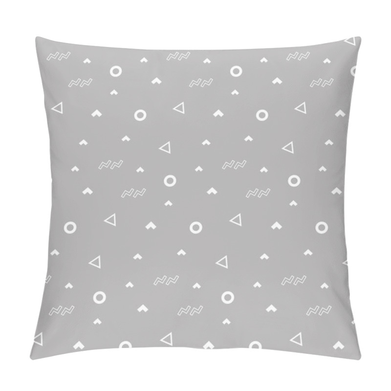 Personality  Hipster Fashion Pattern Memphis Ornament White Circle White Triangle And White And White Corner On Gray Background Pillow Covers