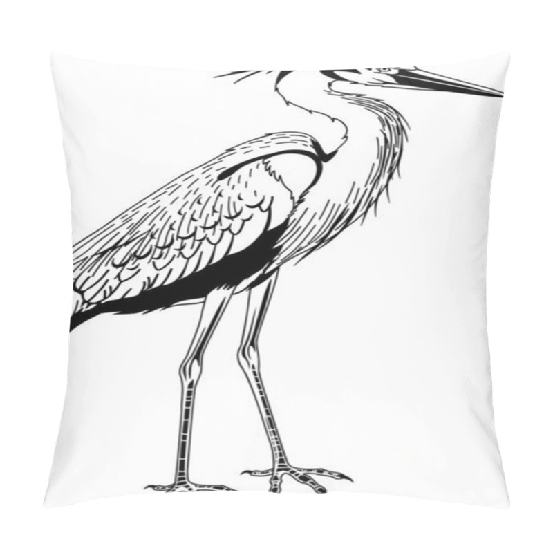 Personality  Great Blue Heron Vector Illustration Pillow Covers