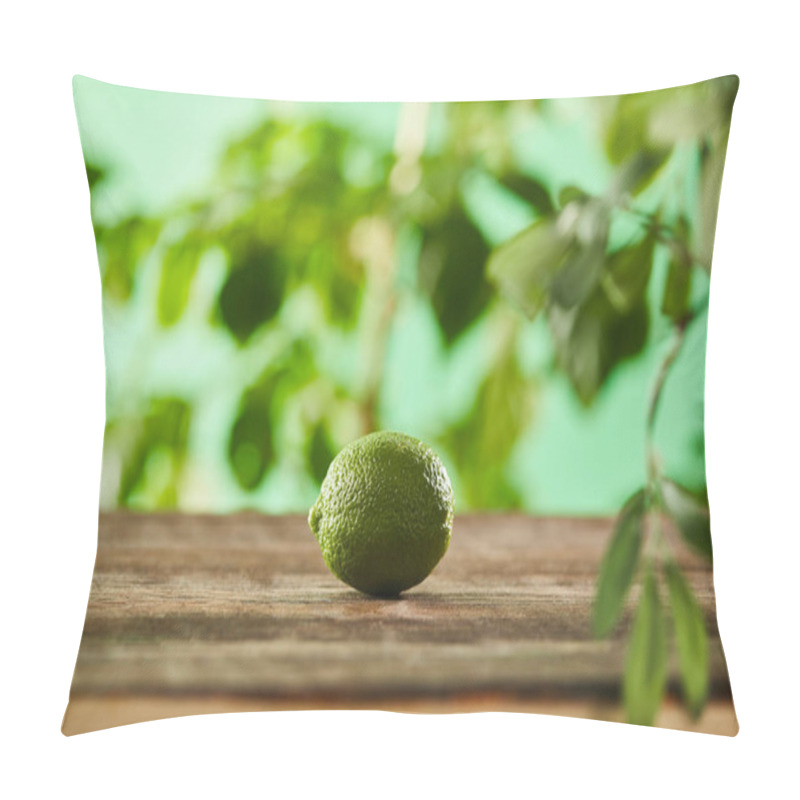 Personality  Selective Focus Of Fresh And Whole Lime On Wooden Surface  Pillow Covers