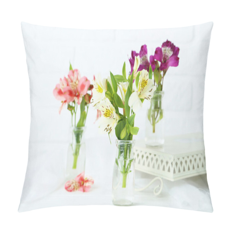 Personality  Beautiful Alstroemeria Flowers In Vases Pillow Covers