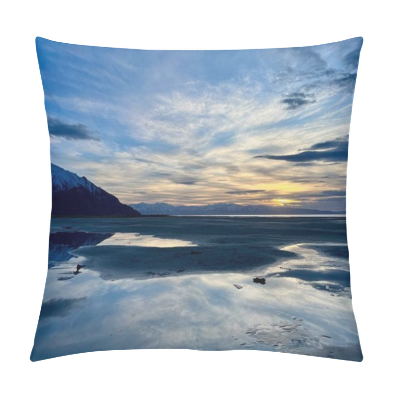 Personality  A Mesmerizing View Of The Great Salt Lake At Sunset, With Soft Pastel Hues Reflecting In The Calm, Shallow Waters. Snow-capped Mountains Rise In The Distance Under A Dramatic Sky, Creating A Breathtaking Scene Of Utahs Iconic Natural Wonder Pillow Covers