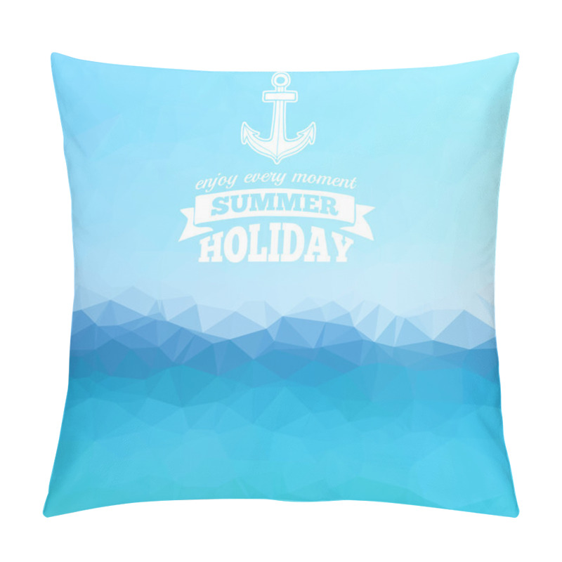 Personality  Blue Sea Background With A Summer Logo Pillow Covers