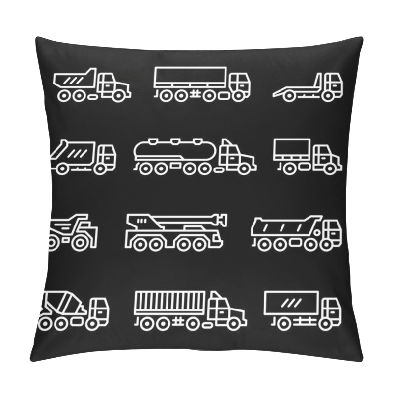 Personality  Set Line Icons Of Trucks Pillow Covers