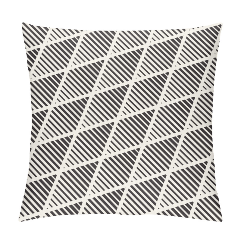 Personality  Vector Seamless Black And White Halftone Lines Grid Pattern. Abstract Geometric Background Design. Pillow Covers