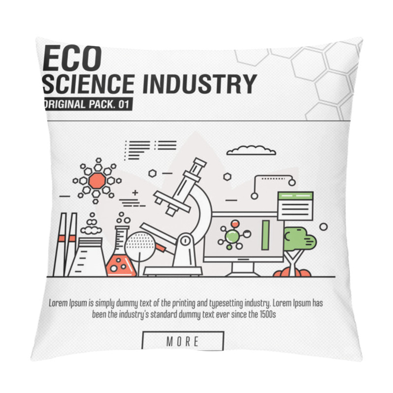 Personality  Modern Eco Science Industry. Thin Line Icons Set Pillow Covers