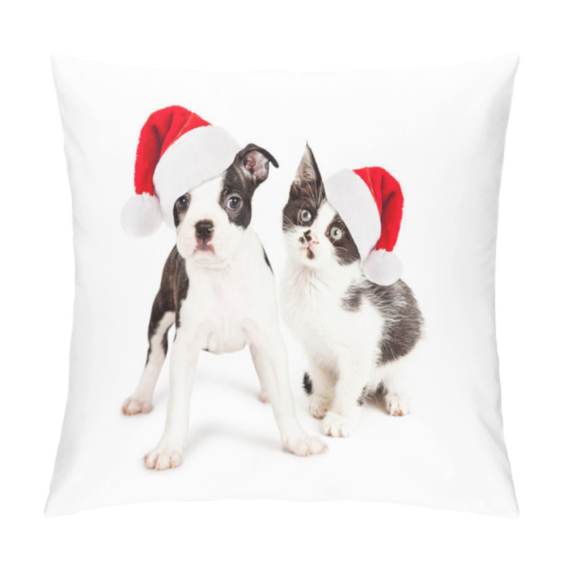 Personality  Christmas Black And White Puppy And Kitten Pillow Covers