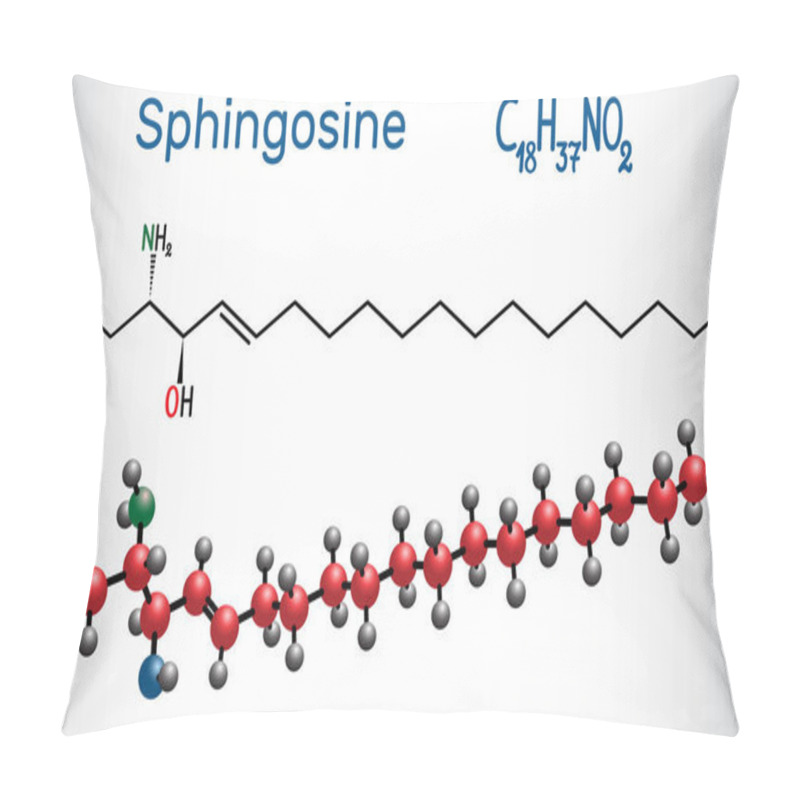 Personality  Sphingosine Molecule .  It Is An Amino Alcohol , Forms A Primary Part Of Sphingolipids. Structural Chemical Formula And Molecule Model. Pillow Covers