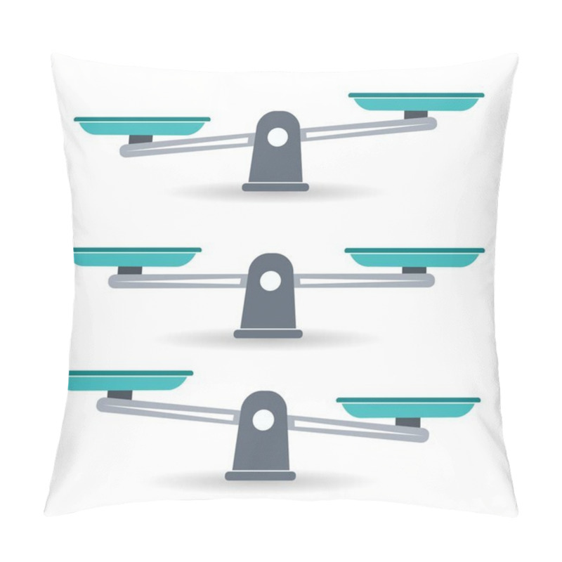 Personality  Bowls Of Scales In Balance, An Imbalance Of Scales. Libra, Vector Illustration Pillow Covers