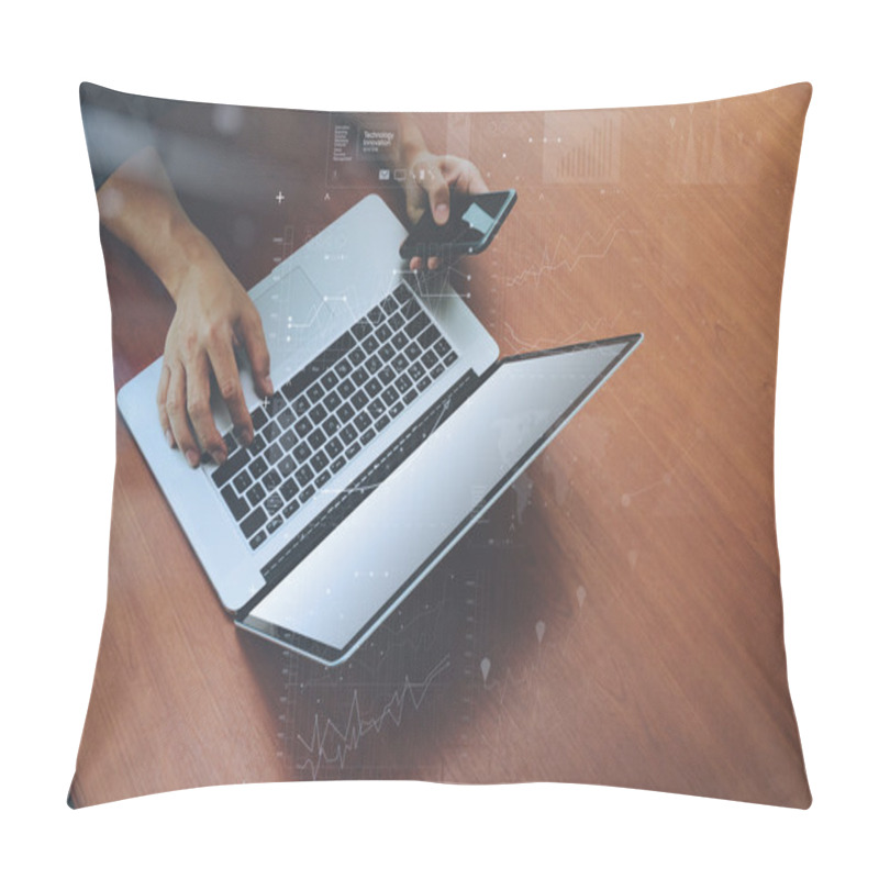 Personality  Businessman Smart Phone And Laptop Pillow Covers