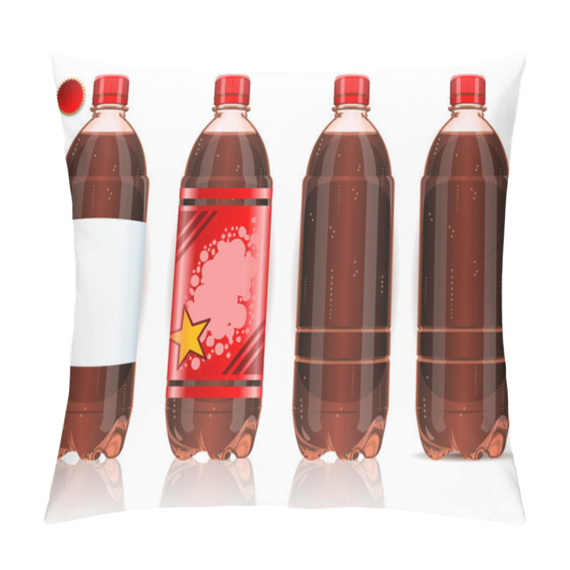 Personality  Four Plastic Bottles Of Cola With Labels Pillow Covers