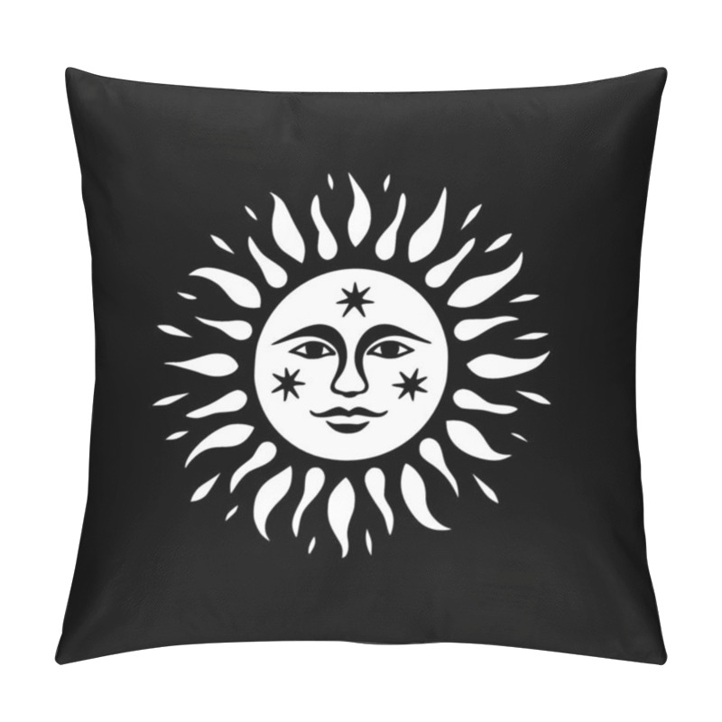 Personality  Sun - Black And White Vector Illustration Pillow Covers