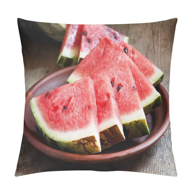 Personality  Watermelon Slices On A Clay Plate Pillow Covers