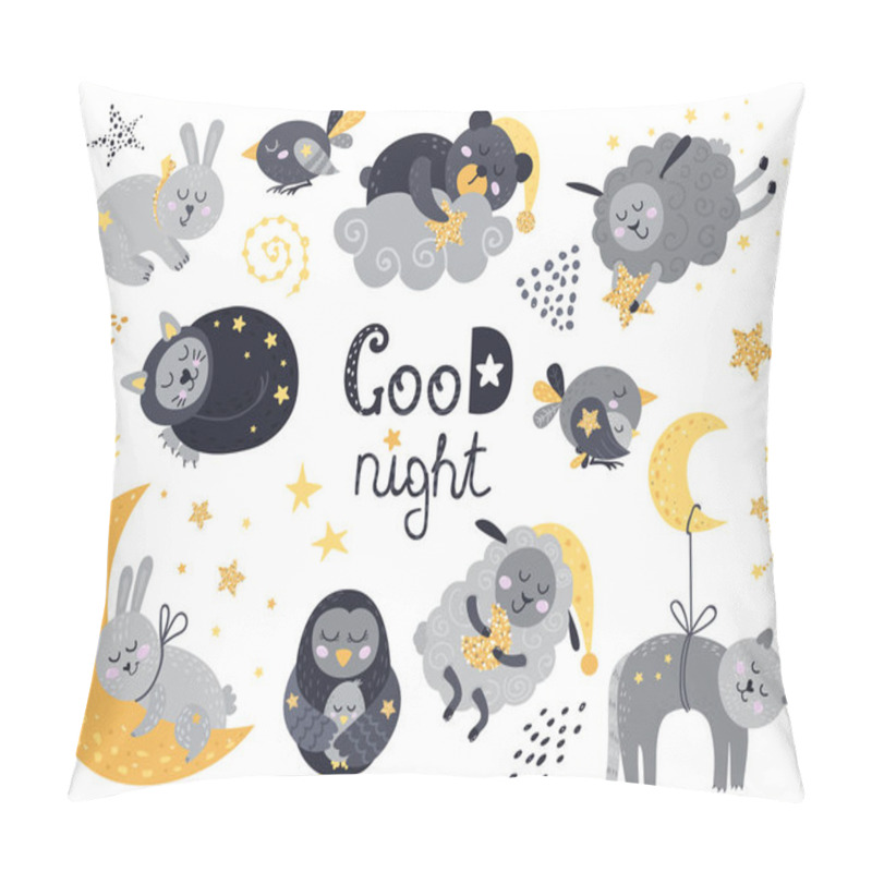 Personality  Vector Set Of Cute Sleeping Animals Pillow Covers