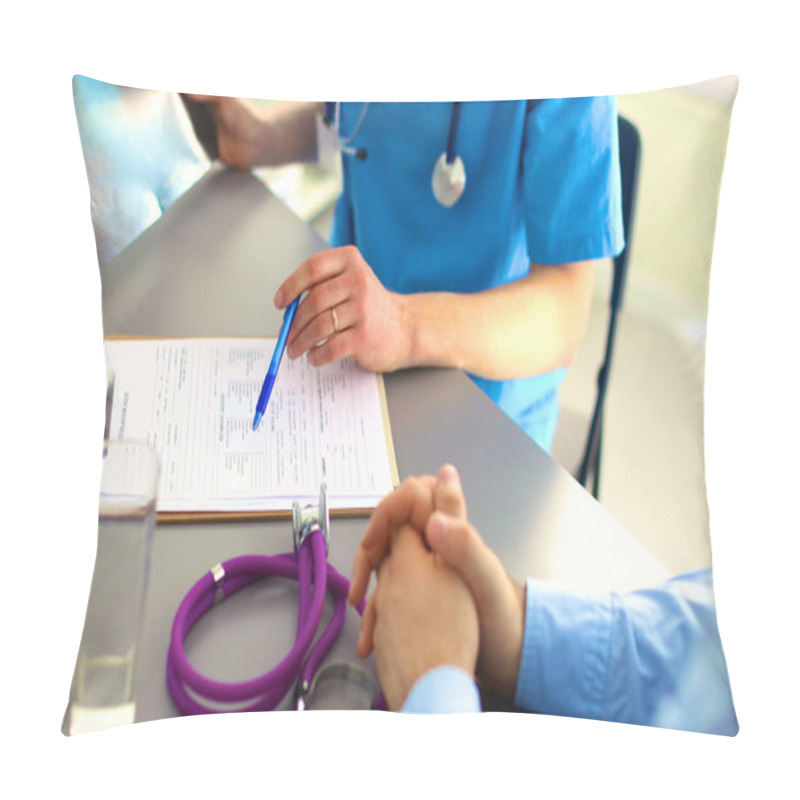 Personality  Doctor And Patient At The Table. Solution Pillow Covers