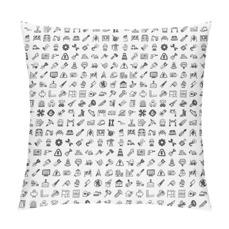 Personality  Seamless Doodle Construction Pattern Pillow Covers