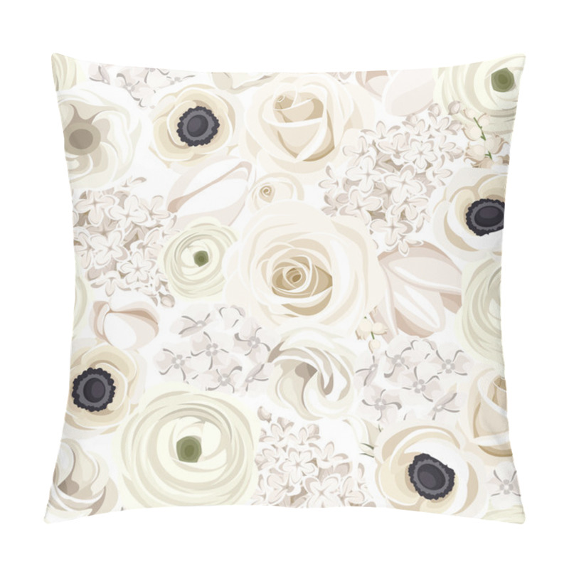 Personality  Seamless Background With Various White Flowers. Vector Illustration. Pillow Covers